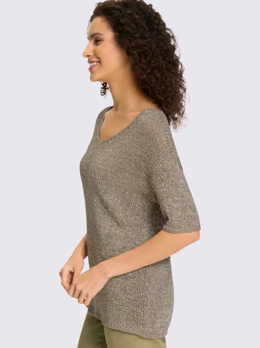 Pull léger à manches courtes en tricot scintillant