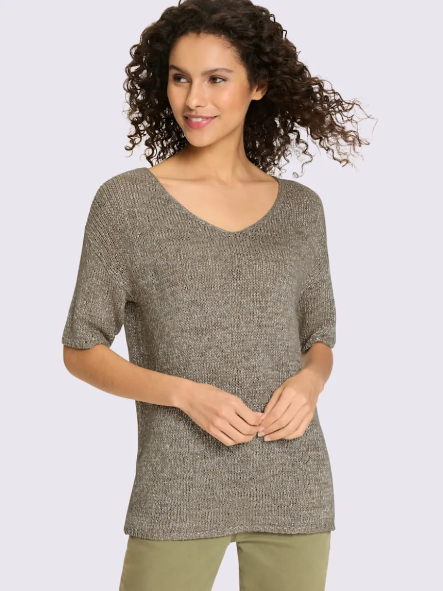 Pull léger à manches courtes en tricot scintillant