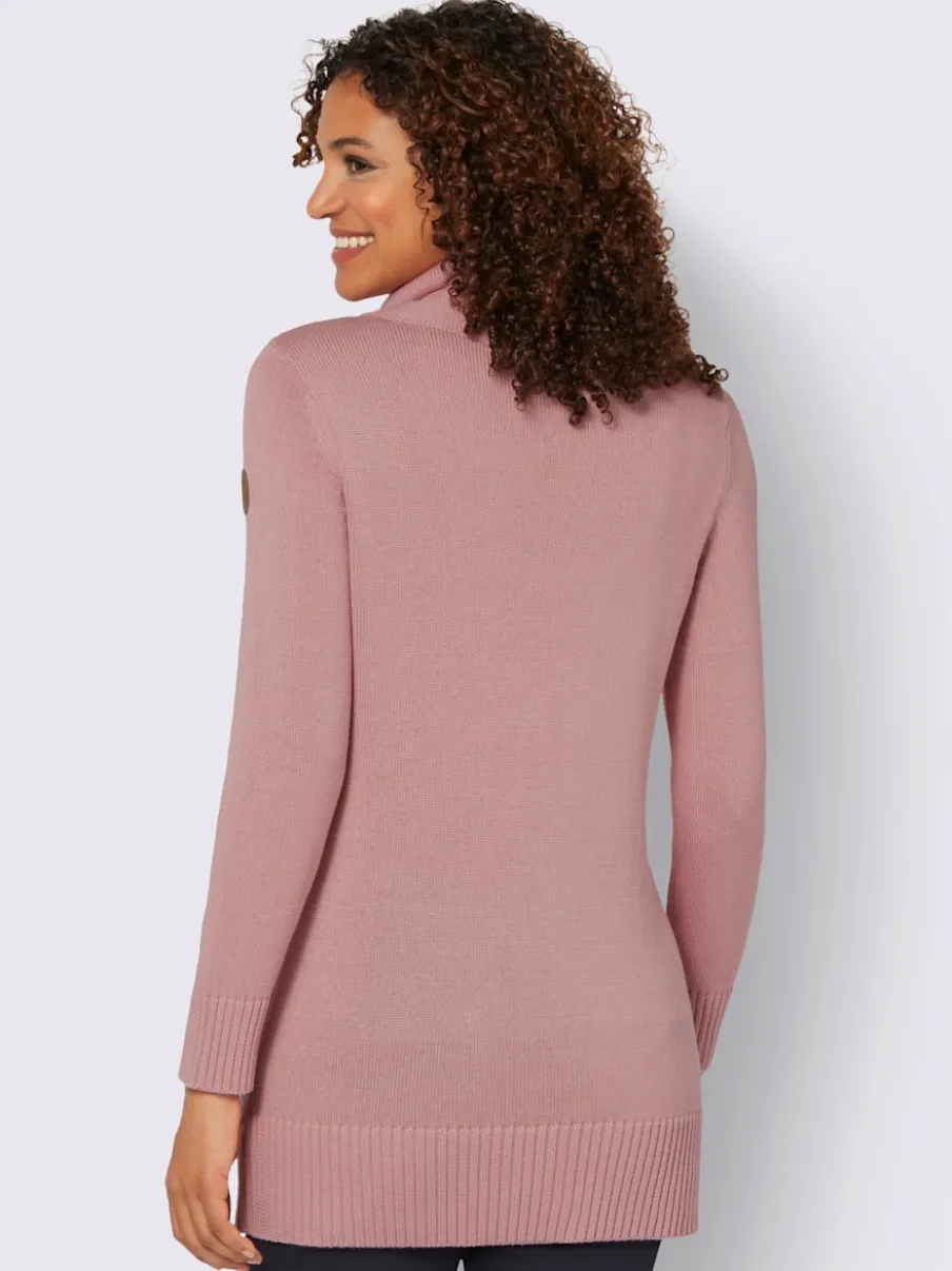 Pull long avec col roulé et motif torsadé doux