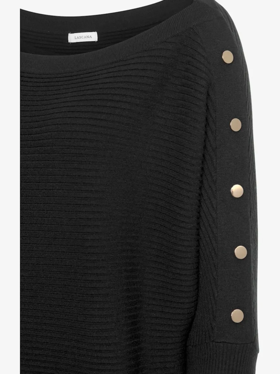 Pull long à encolure en U avec épaules dénudées et bords-côtes