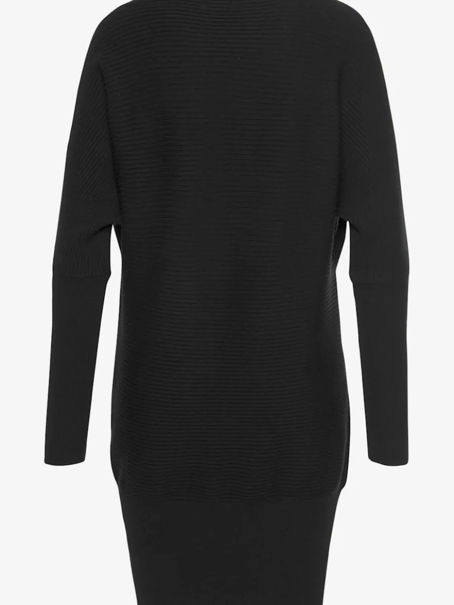 Pull long à encolure en U avec épaules dénudées et bords-côtes