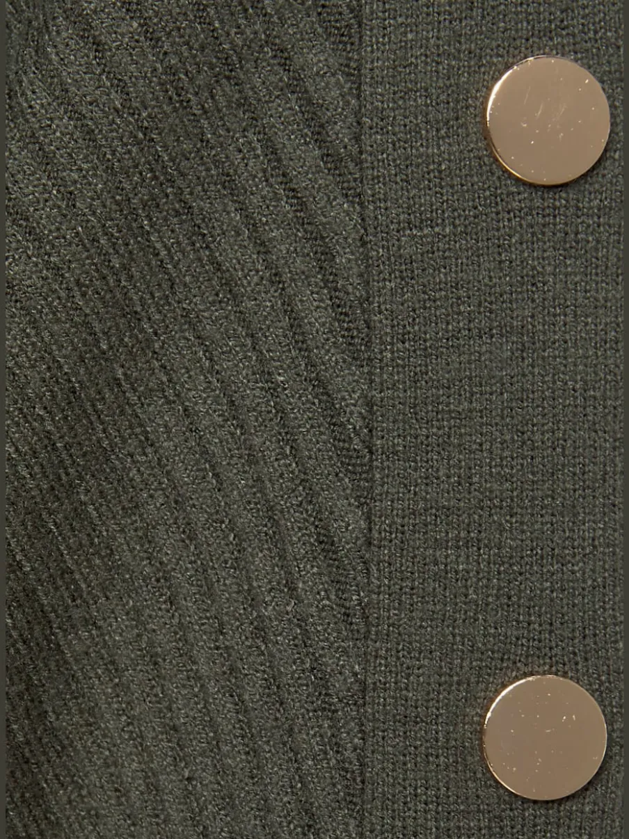 Pull long à encolure en U avec épaules dénudées et bords-côtes