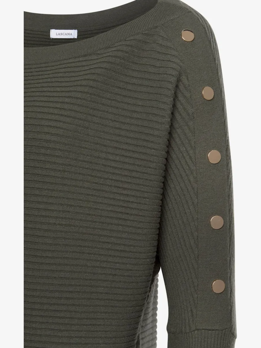 Pull long à encolure en U avec épaules dénudées et bords-côtes