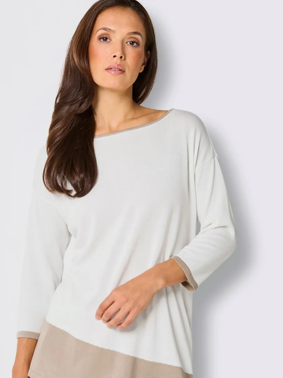 Pull long en modal avec encolure en U et manches 3/4