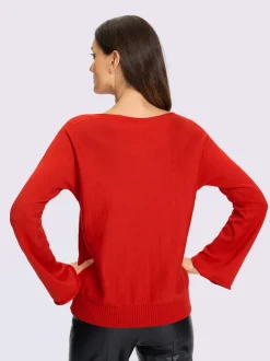 Pull long manches trompette avec motif torsadé intégral