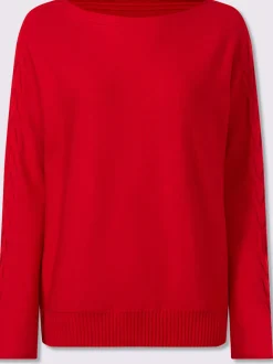 Pull long manches trompette avec motif torsadé intégral