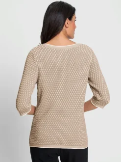 Pull à manches 3/4 au motif structuré en coton