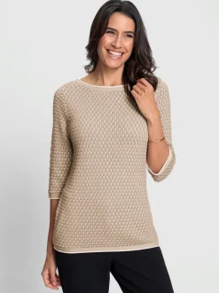 Pull à manches 3/4 au motif structuré en coton