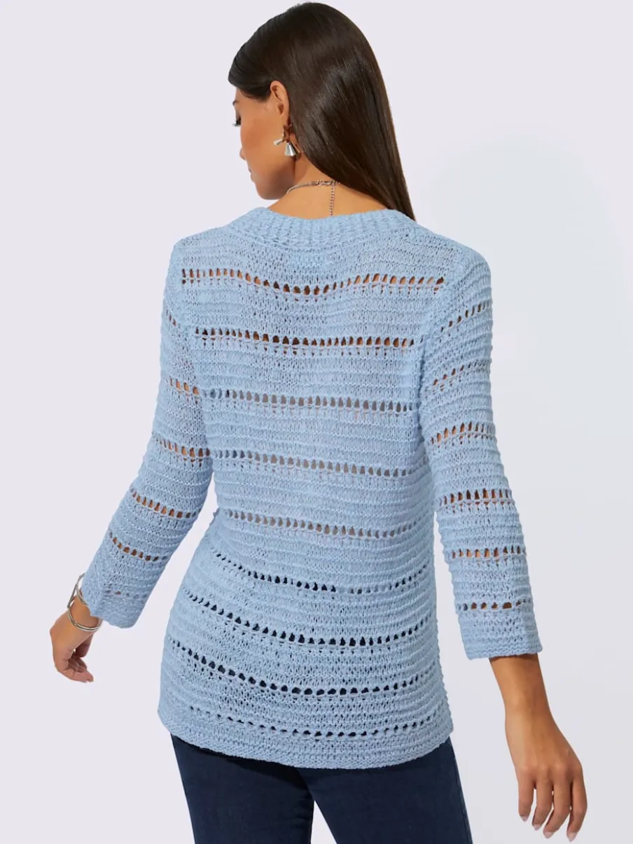 Pull à manches 3/4 au motif tricot ajouré doux