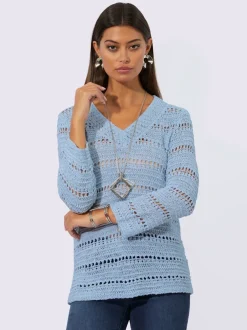 Pull à manches 3/4 au motif tricot ajouré doux
