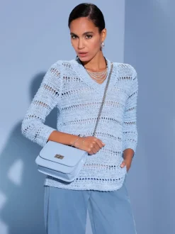 Pull à manches 3/4 au motif tricot ajouré doux
