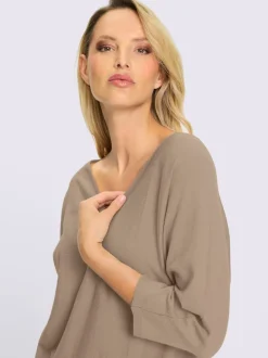 Pull à manches chauve-souris en tricot doux ECOVERO