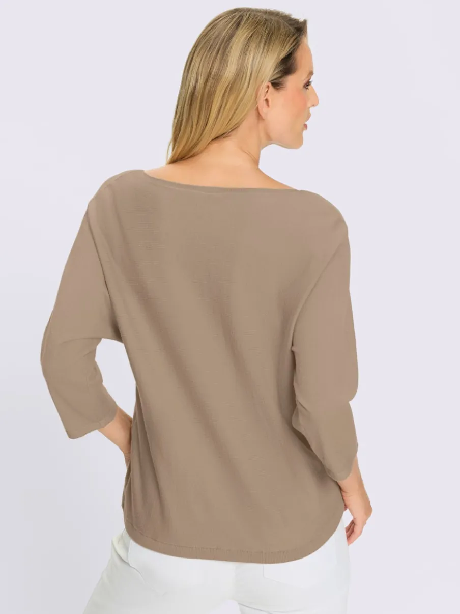 Pull à manches chauve-souris en tricot doux ECOVERO