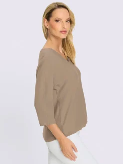 Pull à manches chauve-souris en tricot doux ECOVERO