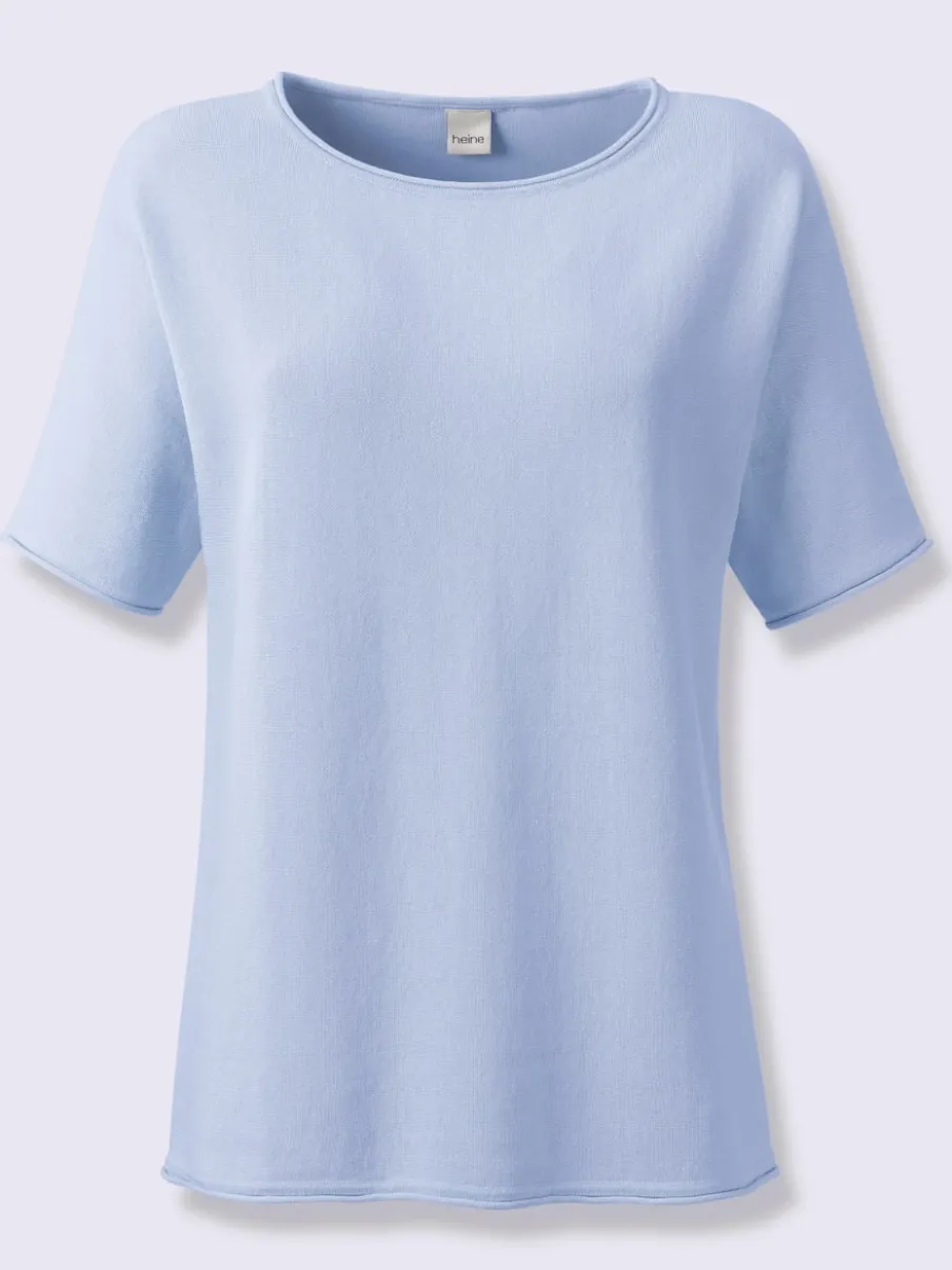 Pull à manches courtes avec col rond en pur coton