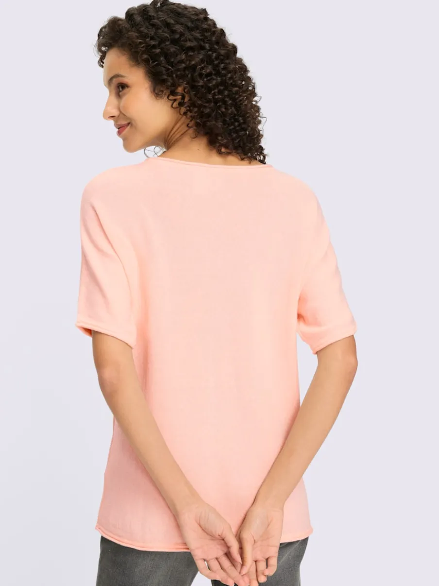Pull à manches courtes avec col rond en pur coton