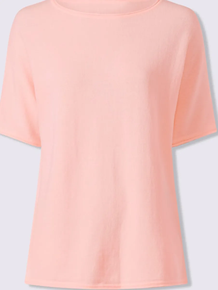 Pull à manches courtes avec col rond en pur coton