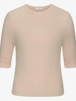 Pull à manches courtes avec encolure ronde et ourlet côtelé