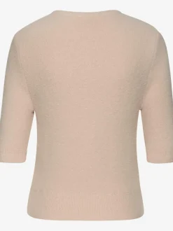 Pull à manches courtes avec encolure ronde et ourlet côtelé