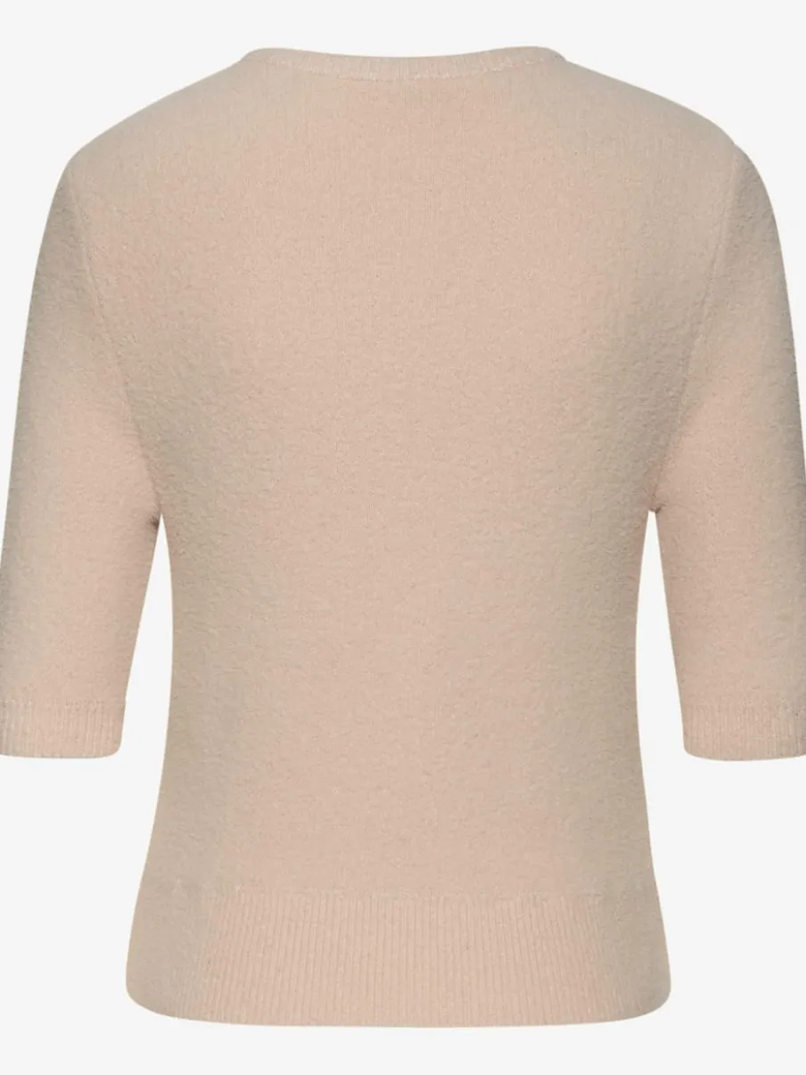 Pull à manches courtes avec encolure ronde et ourlet côtelé