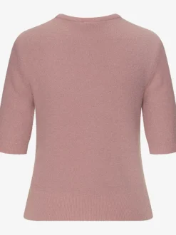 Pull à manches courtes avec encolure ronde et ourlet côtelé