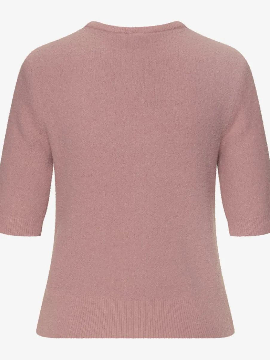 Pull à manches courtes avec encolure ronde et ourlet côtelé