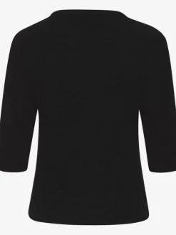 Pull à manches courtes avec encolure ronde et ourlet côtelé