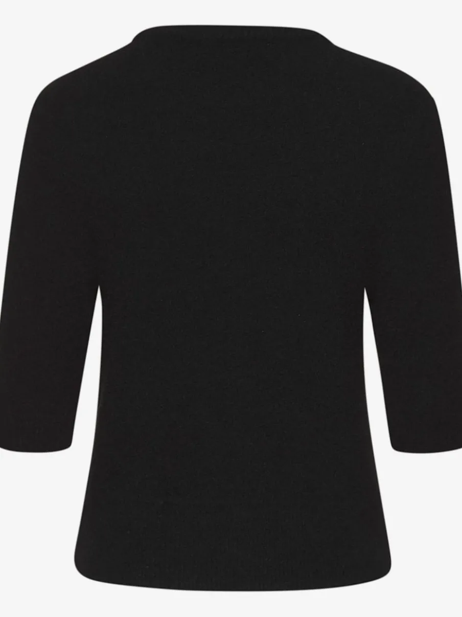 Pull à manches courtes avec encolure ronde et ourlet côtelé