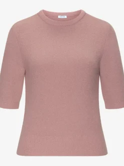 Pull à manches courtes avec encolure ronde et ourlet côtelé