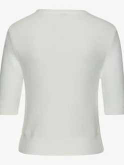 Pull à manches courtes avec encolure ronde et ourlet côtelé