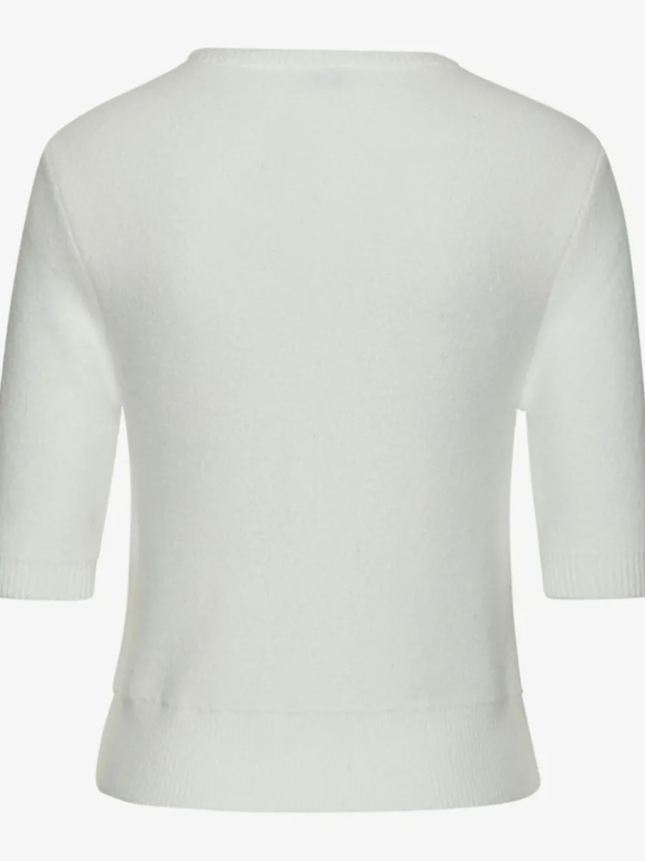 Pull à manches courtes avec encolure ronde et ourlet côtelé