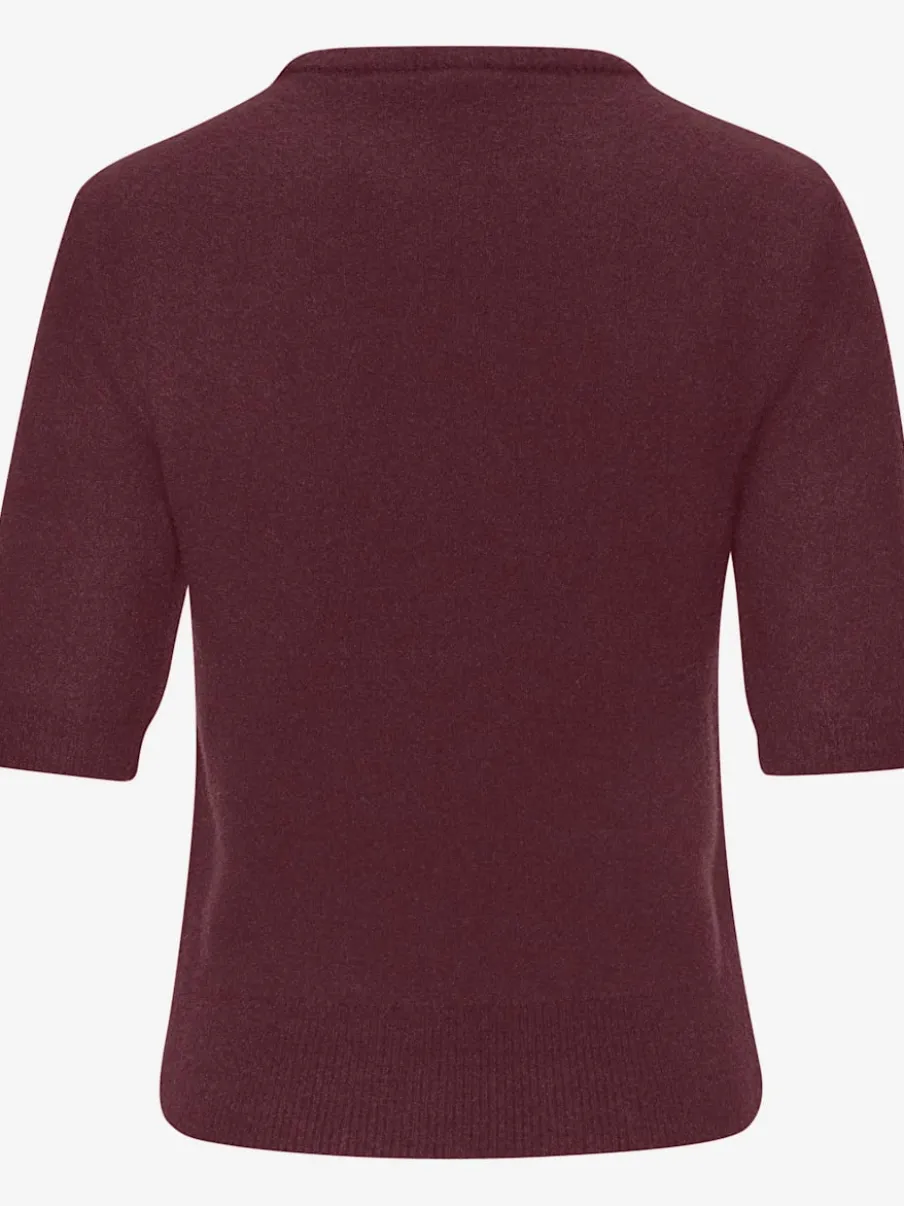 Pull à manches courtes avec encolure ronde et ourlet côtelé