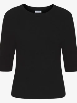 Pull à manches courtes avec encolure ronde et ourlet côtelé