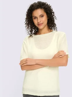 Pull à manches courtes avec encolure ronde et fentes latérales