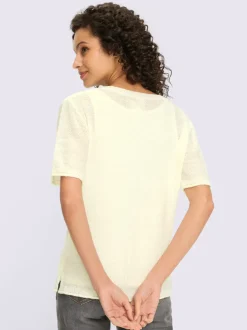 Pull à manches courtes avec encolure ronde et fentes latérales