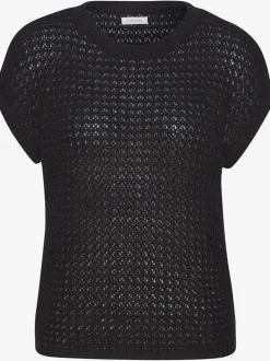 Pull à manches courtes avec large encolure ronde et finitions douces en tricot