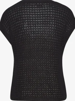 Pull à manches courtes avec large encolure ronde et finitions douces en tricot