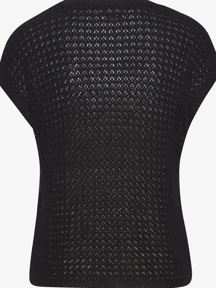 Pull à manches courtes avec large encolure ronde et finitions douces en tricot
