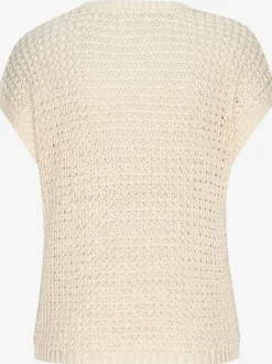 Pull à manches courtes avec large encolure ronde et finitions douces en tricot