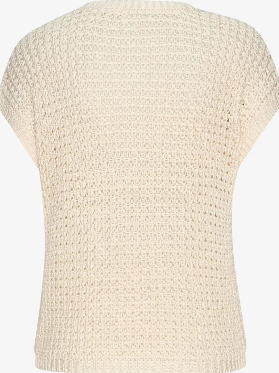 Pull à manches courtes avec large encolure ronde et finitions douces en tricot