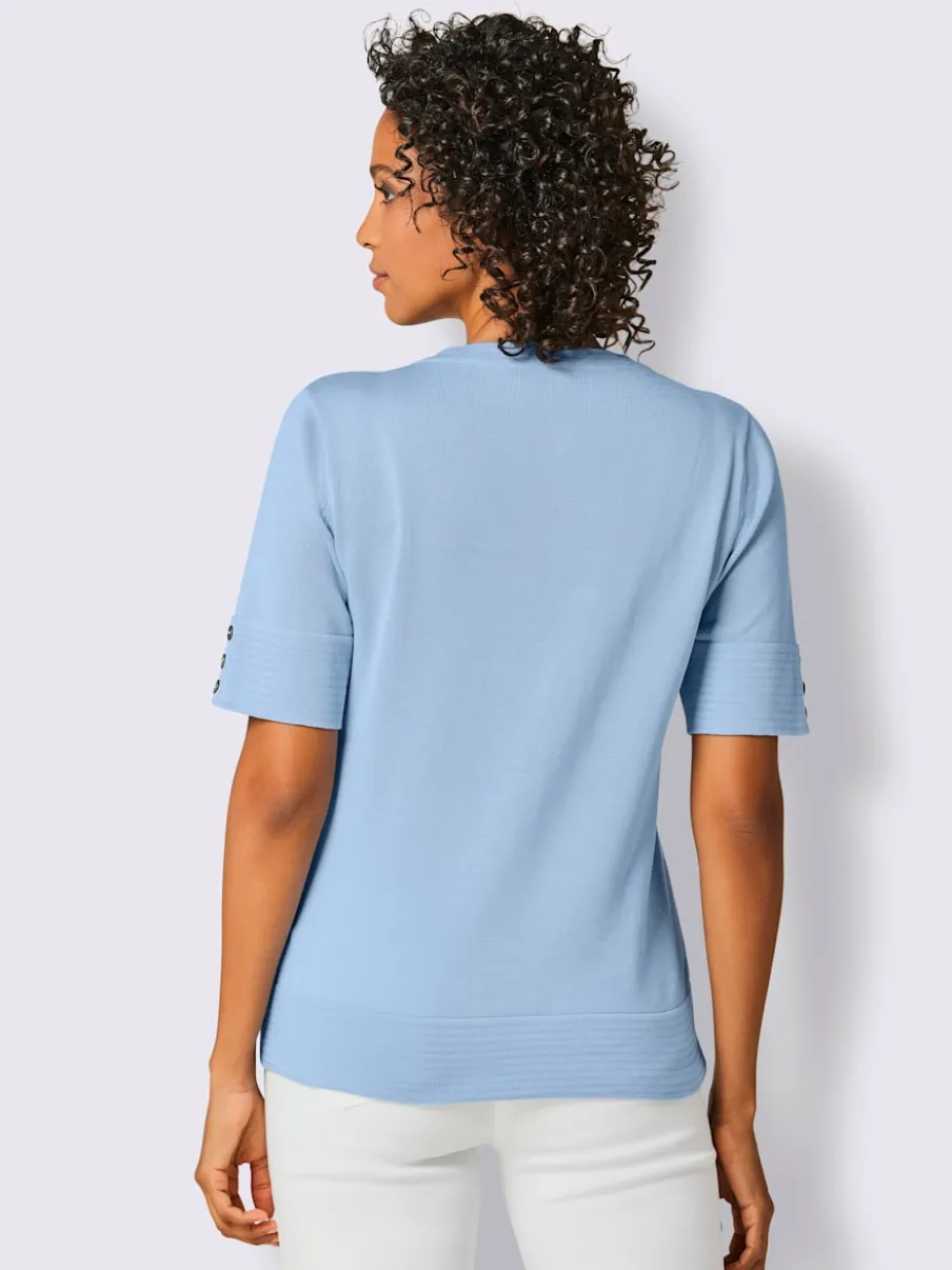 Pull à manches courtes en coton doux rayé brillant
