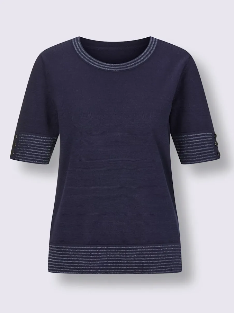 Pull à manches courtes en coton doux rayé brillant
