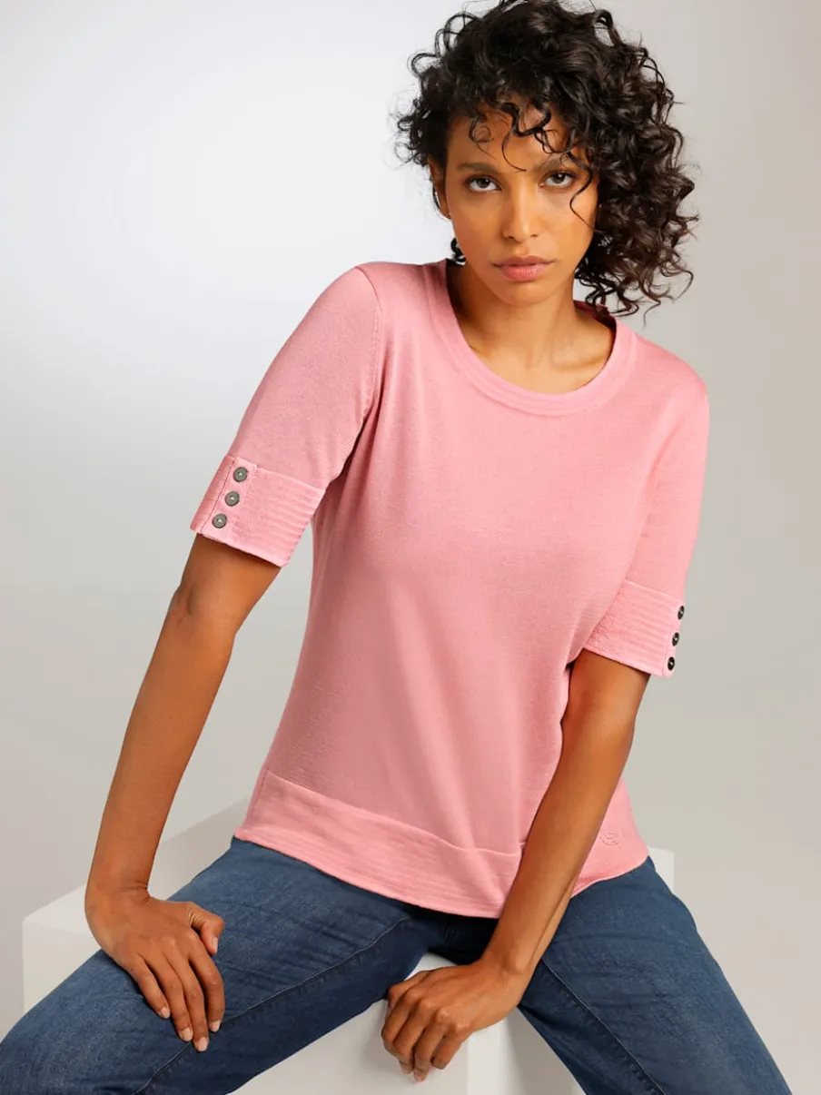Pull à manches courtes en coton doux rayé brillant