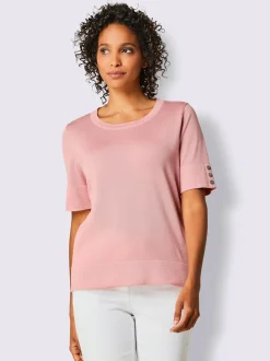 Pull à manches courtes en coton doux rayé brillant