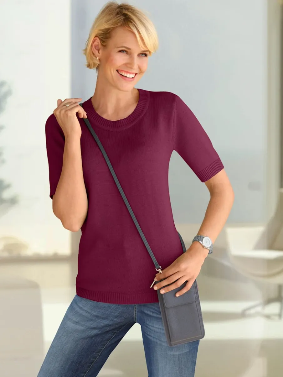 Pull à manches courtes en tricot bien taillé coton
