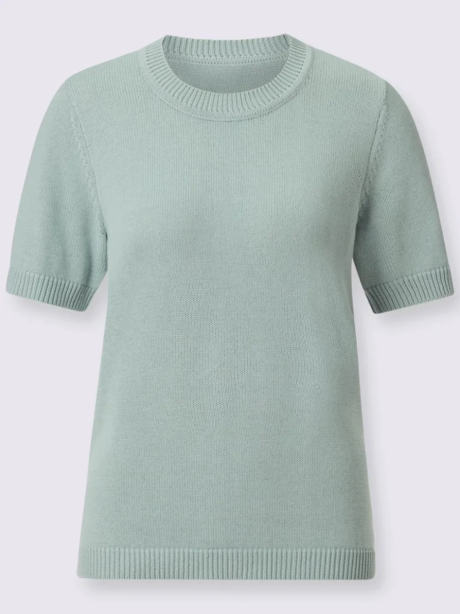 Pull à manches courtes en tricot bien taillé coton