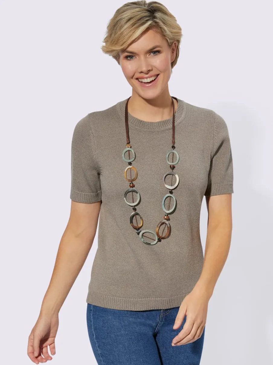 Pull à manches courtes en tricot bien taillé coton