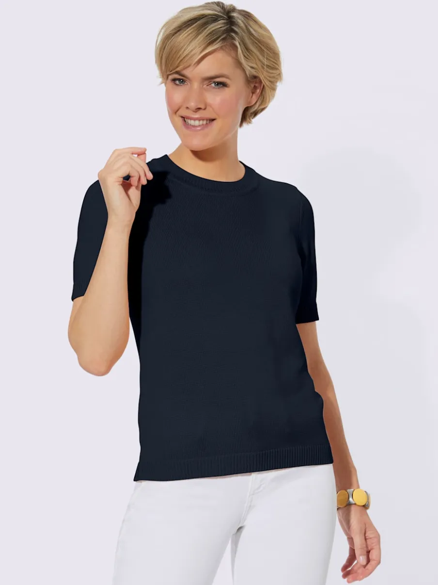 Pull à manches courtes en tricot bien taillé coton