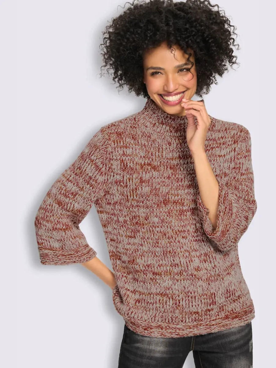 Pull à manches courtes multicolore chiné