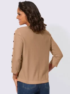 Pull à manches 3/4 en coton avec boutons raffinés
